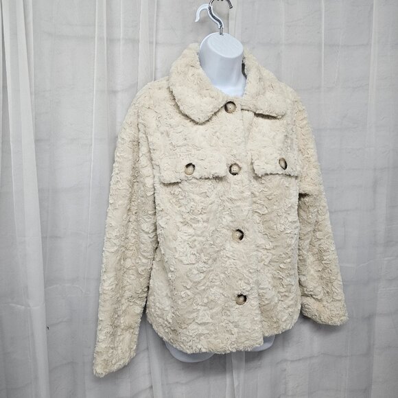 Ci Sono Cream Faux Fur Jacket Bohemian Comfy Cozy Cabin M - Picture 4 of 11